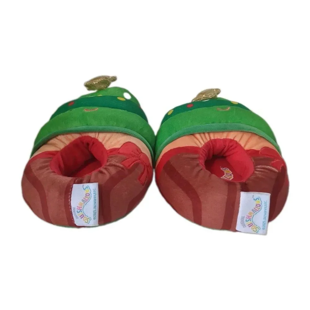 Squishmallows Christmas Tree Plush Slippers Green Kids Size 13 Holiday Youth